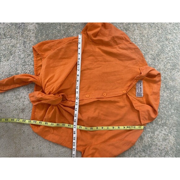 VTG New Hero Native American Size Large 100% Cotton Orange Shirt Front Tie - Picture 4 of 5
